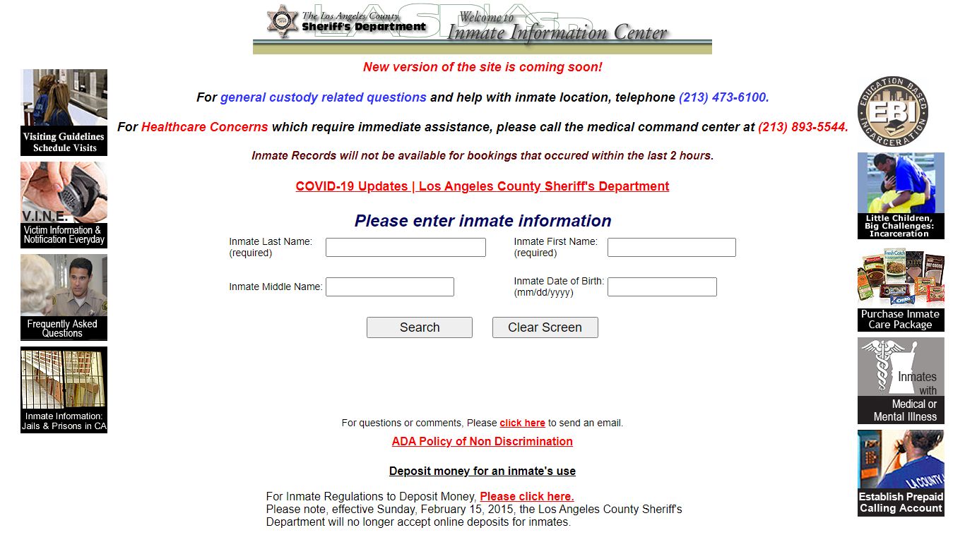 LASD Inmate Information Center - Inmate Search